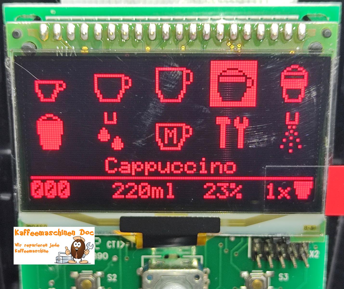 Ersatz Display Modul für Nivona Display Unit EF691 EF 0069348 NICR 83x/84x/85x - Rot