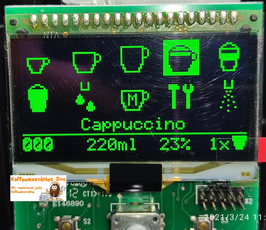 Ersatz Display Modul für Nivona Display Unit EF691 EF 0069348 NICR 83x/84x/85x - Grün
